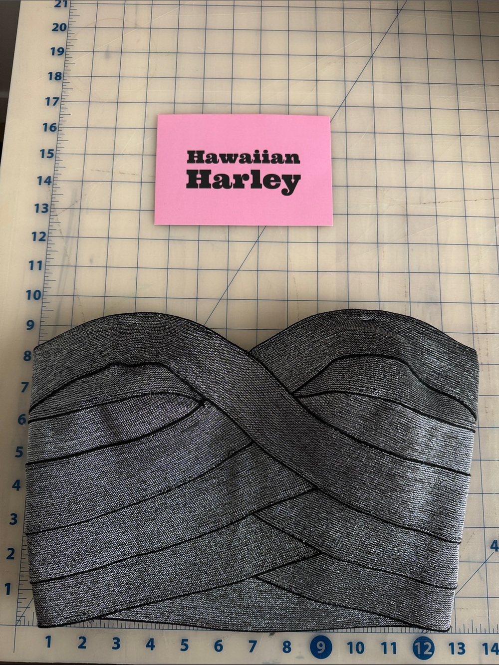 Silver Strapless Bandage Crop Top